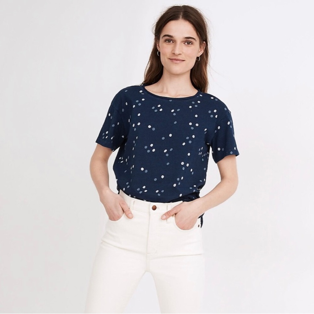 Madewell Cotton Tee in Indigo Dot - NEW